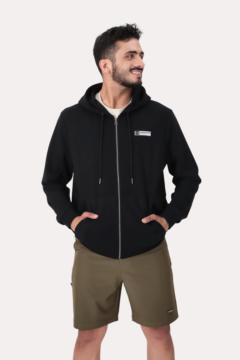 POLERON FULL ZIPPER FLEECE LOGAN NEGRO - 1
