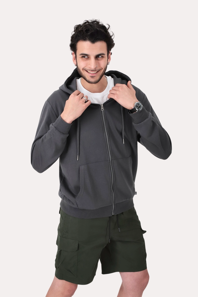POLERON FULL ZIPPER FLEECE LOOP GRIS - 1