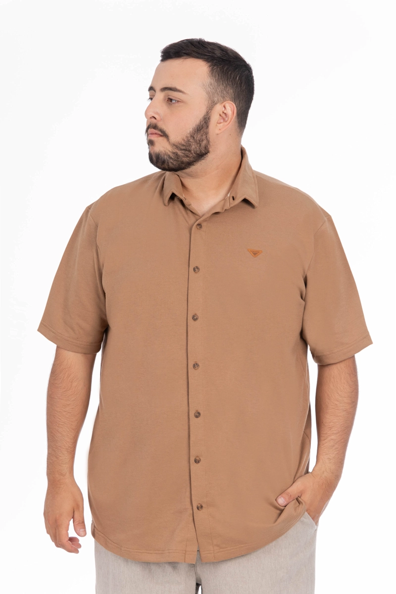 PLUS CAMISA CAMISA TEXTURA MONT CAFE - 1