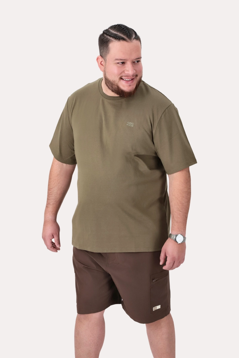 PLUS POLERA MC BASICA COLOMBUS VERDE MILITAR - 1