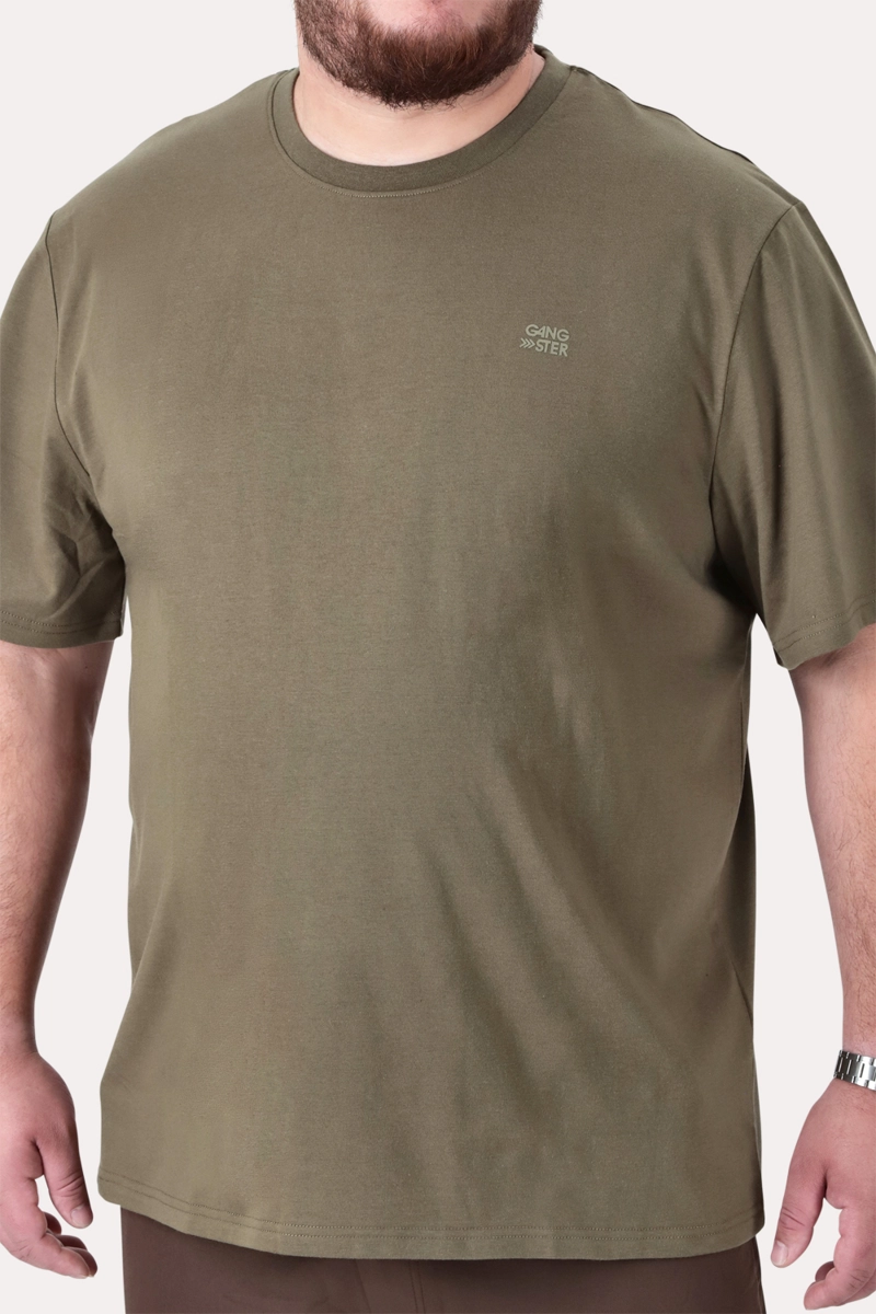 PLUS POLERA MC BASICA COLOMBUS VERDE MILITAR - 3