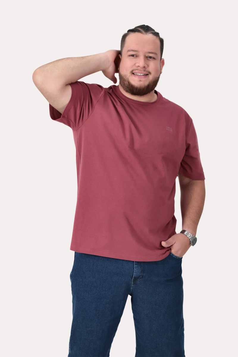 PLUS POLERA MC BASICA HERALD VINO - 1