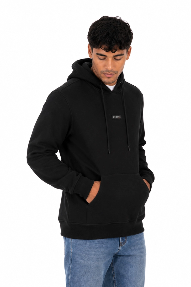 POLERON HOODIE ROUTE NEGRO - 1