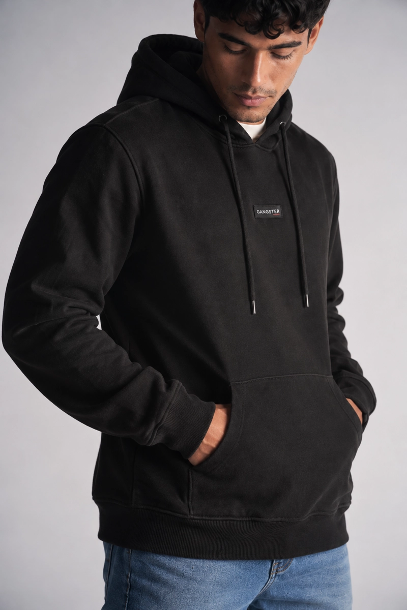 POLERON HOODIE ROUTE NEGRO - 1