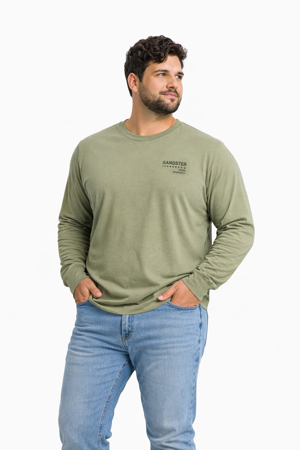 PLUS POLERA ML FIELD VERDE OLIVA - 1