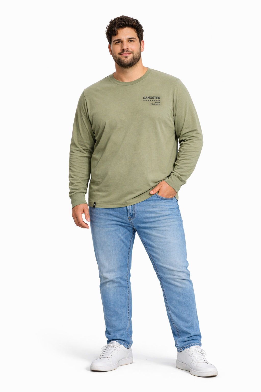 PLUS POLERA ML FIELD VERDE OLIVA - 3