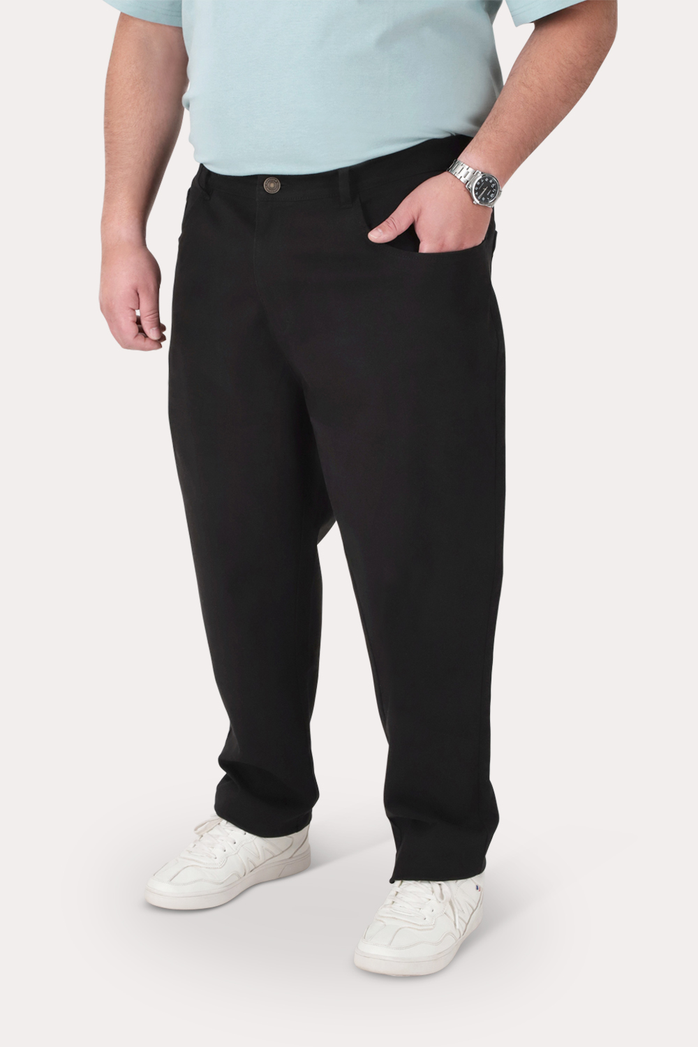 PLUS PANTALON CANVAS LISO CASTLE NEGRO - 1