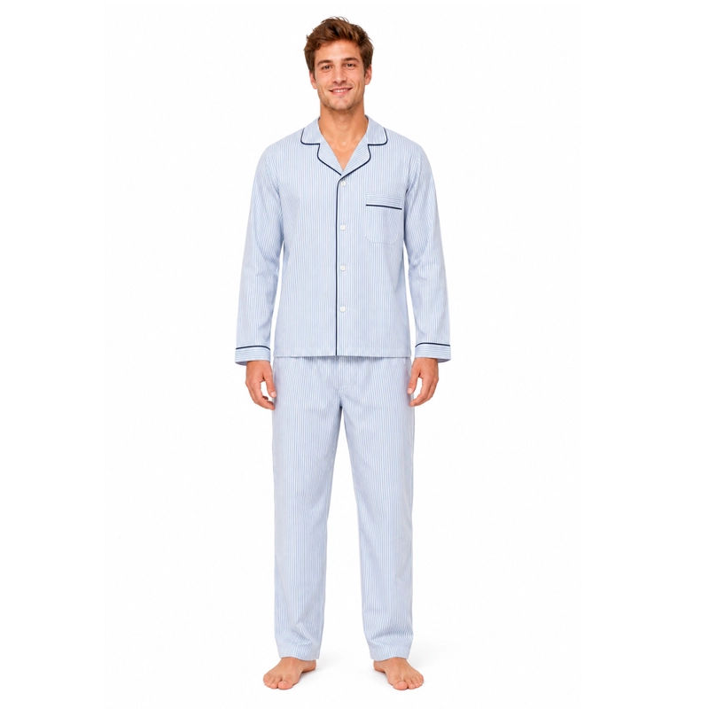 PIJAMA POPELINA POLERA Y PANTALON LARGO LISTADO 2098 - 1