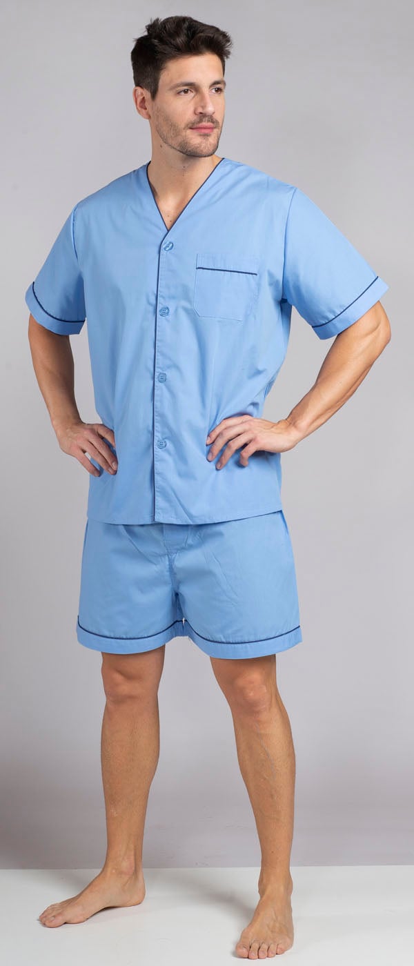 PIJAMA HOMBRE MON AMOUR POPELINA CAMISERO CON BOTONES( CORTO) - 1