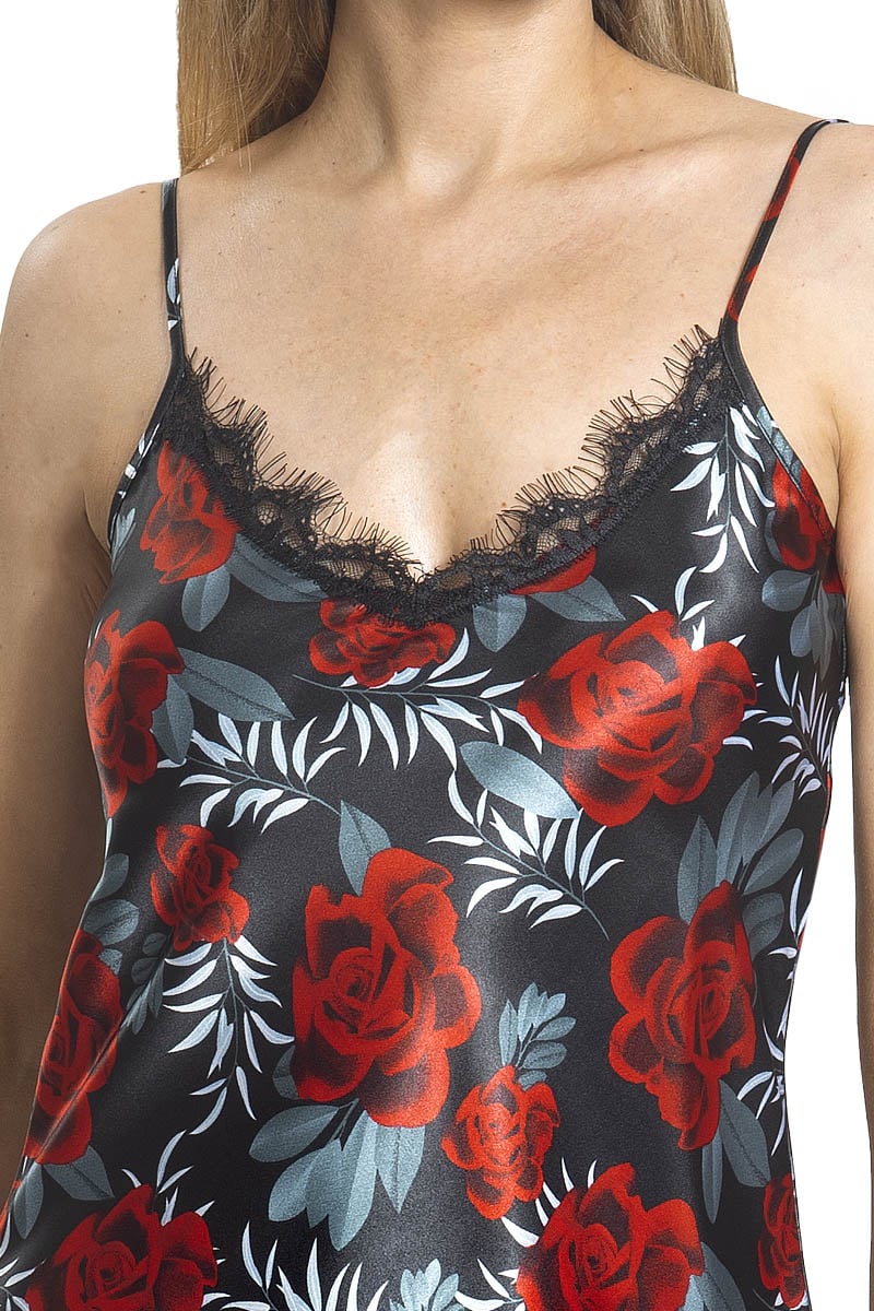CAMISOLA MUJER MON AMOUR 242288 SATIN ESTAMPADA NEGRO - 2