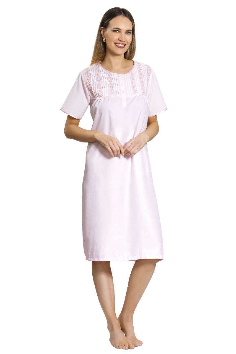 CAMISA MUJER MON AMOUR 242168 POPELINA CON BRODERY ROSADO - 1