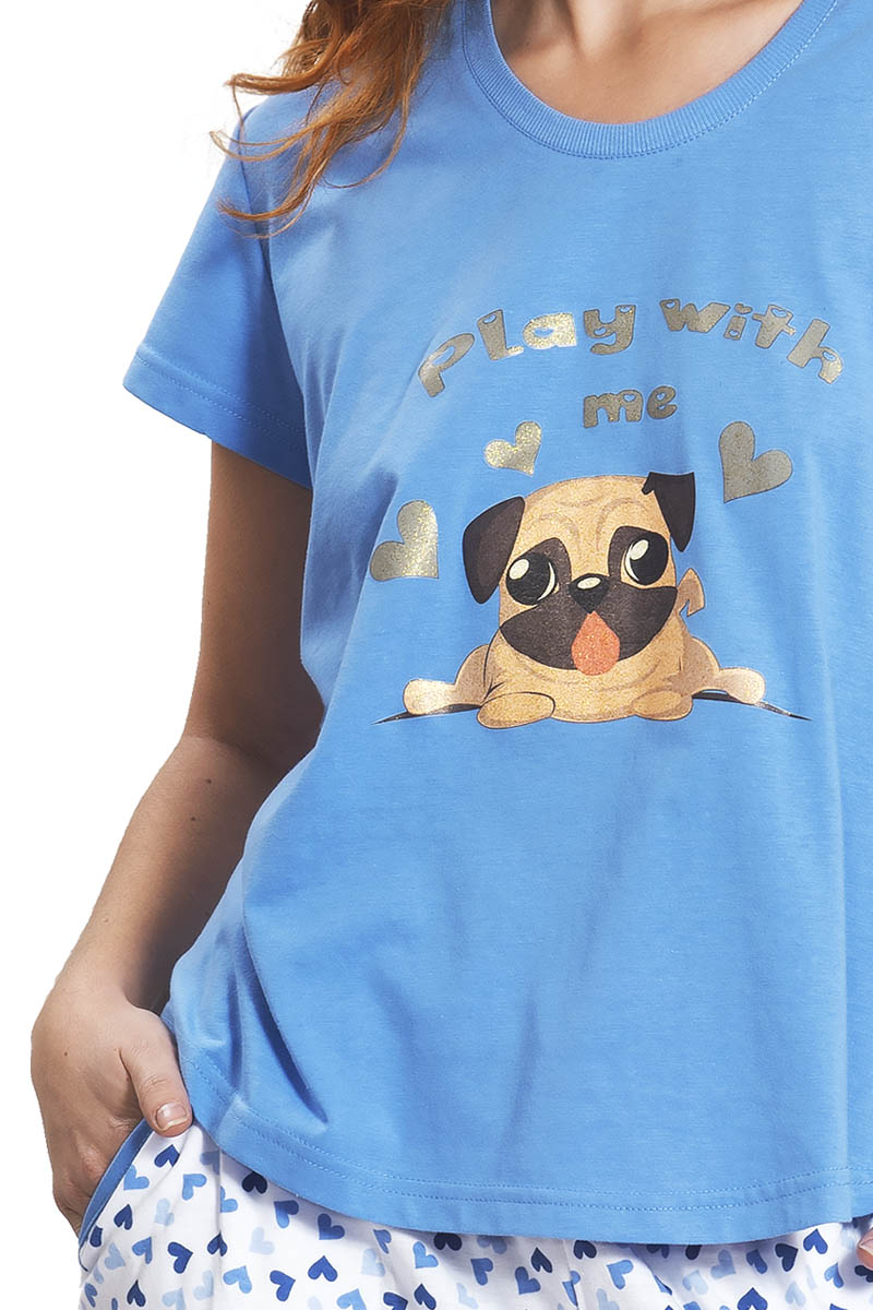 PIJAMA MUJER MON AMOUR 242522 ALGODÓN CAPRI Y POLERA CELESTE - 2