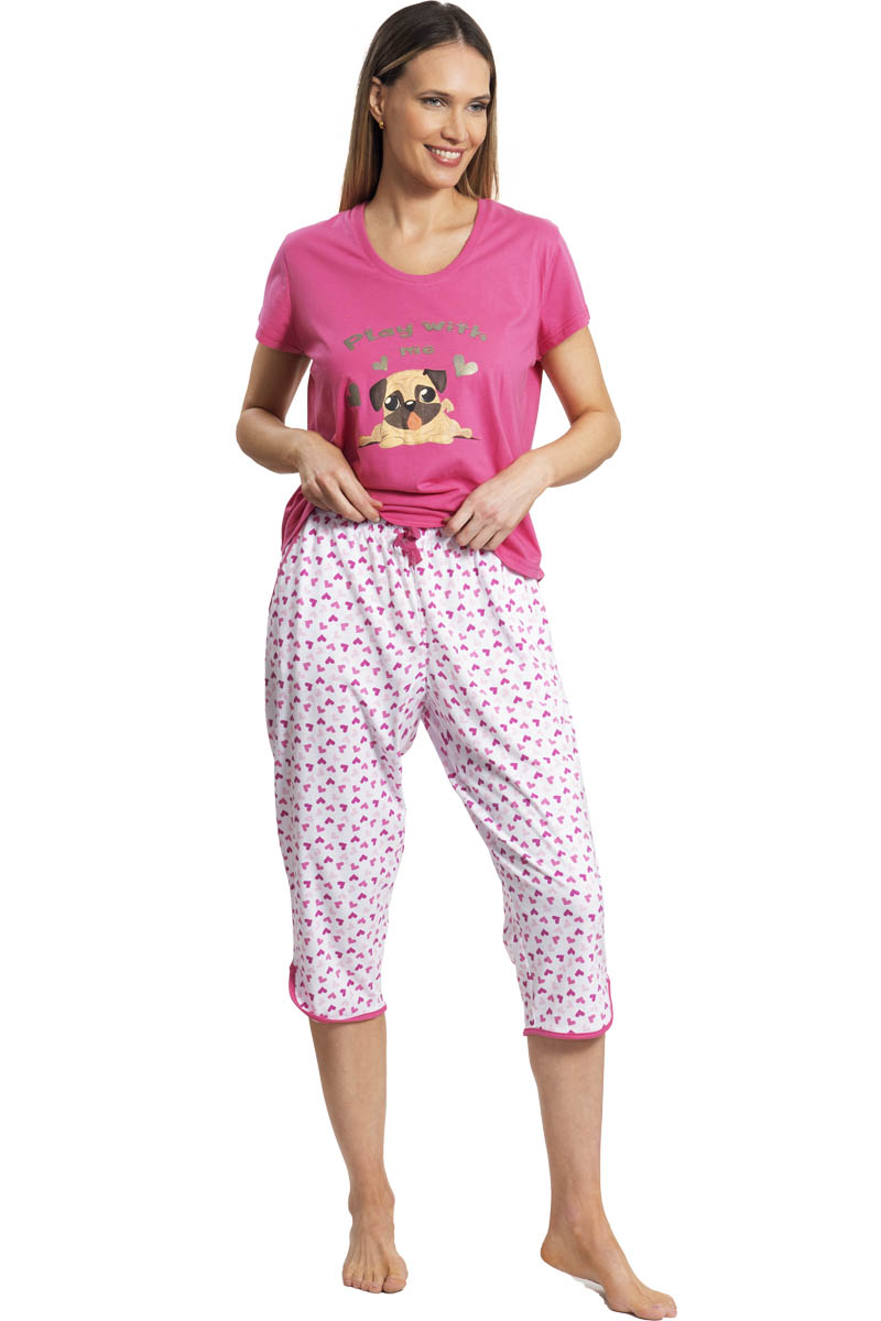 PIJAMA MUJER MON AMOUR 242522 ALGODÓN CAPRI Y POLERA FUCSIA - 1