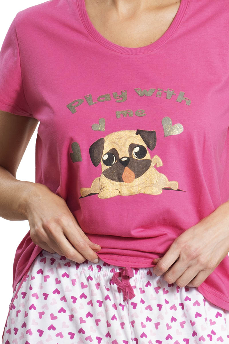 PIJAMA MUJER MON AMOUR 242522 ALGODÓN CAPRI Y POLERA FUCSIA - 2