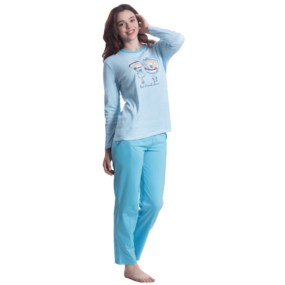 PIJAMA ALGODÓN RAYADO Y ESTAMPADO DE NIÑAS 251551 - 1