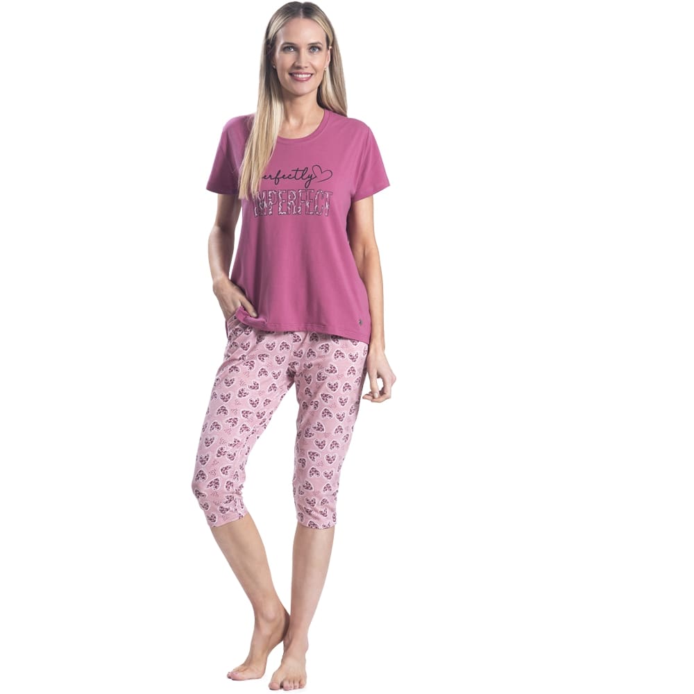 PIJAMA DE ALGODON ELASTAN CON ESTAMPADO DE CORAZONES 252580 - 1