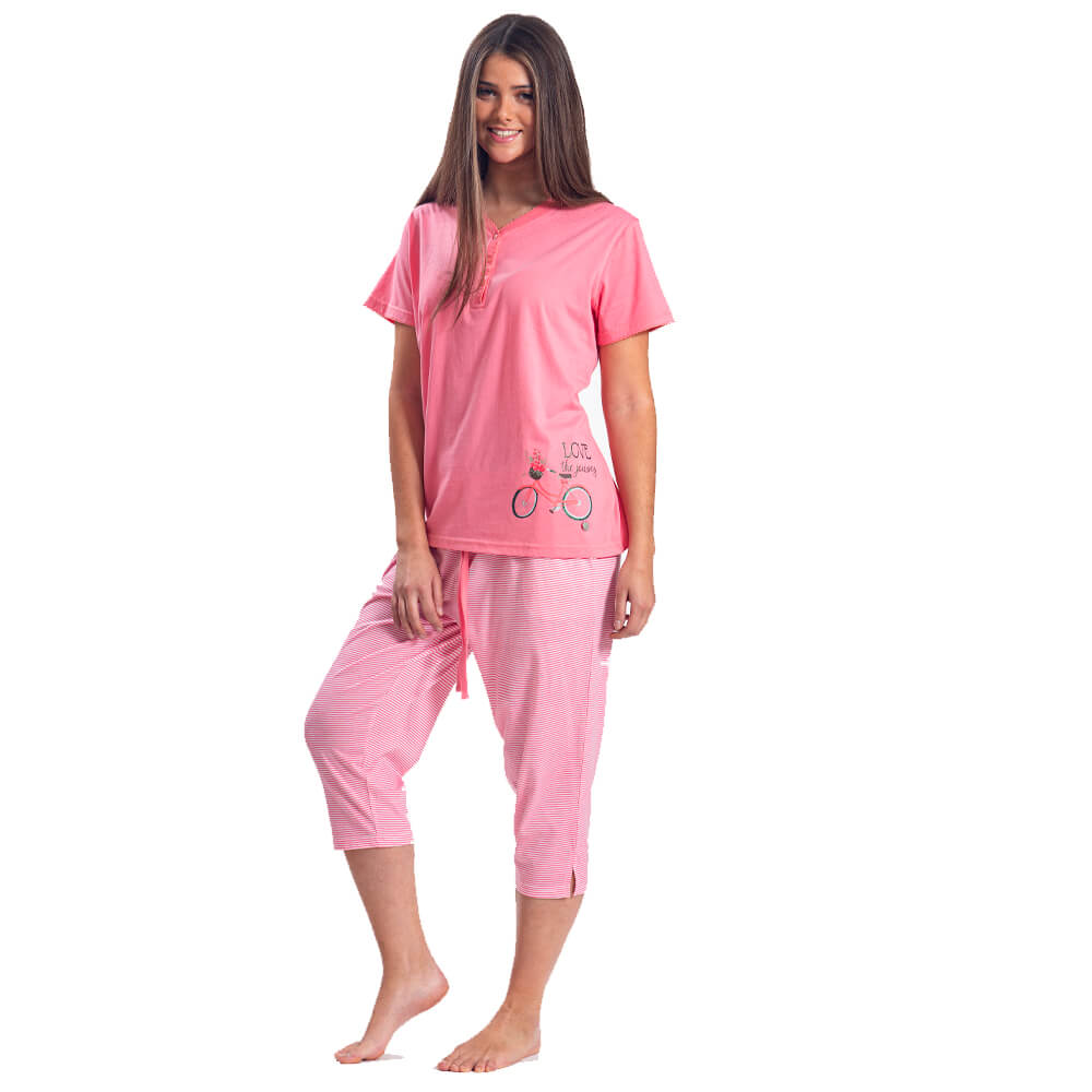 PIJAMA DE ALGODON CON ESTAMPADO DE BICICLETA 252576 - 1