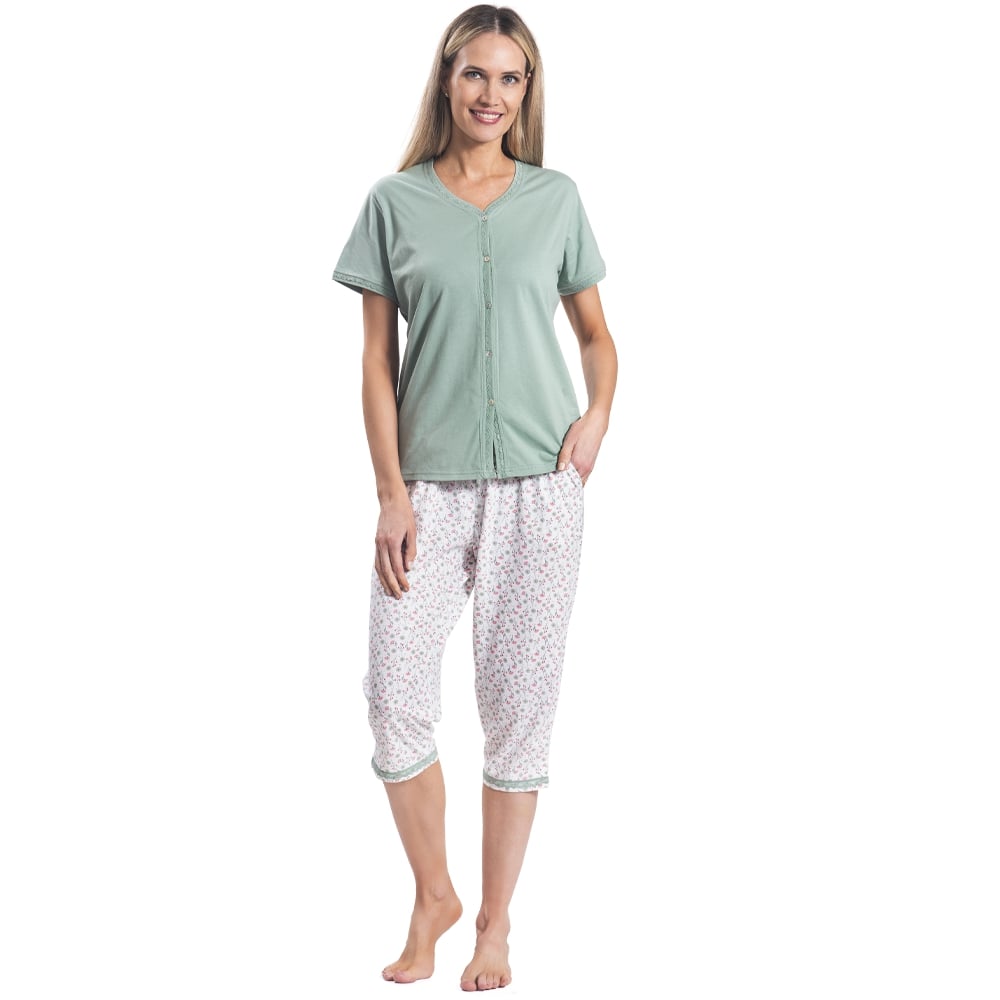 PIJAMA DE ALGODON CON ESTAMPADO Y ABOTONADO 252581 - 1