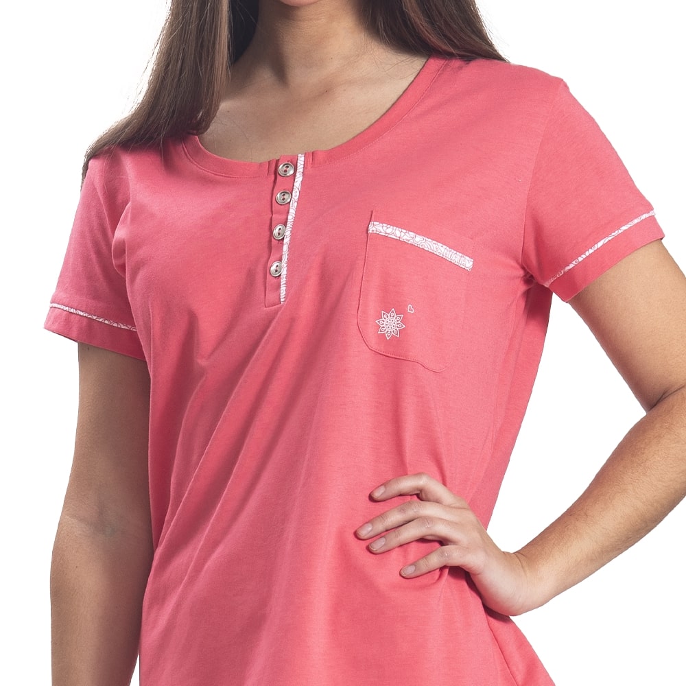 PIJAMA DE ALGODON CON BOTONES Y RIBETE ESTAMPADA 252568 - 2
