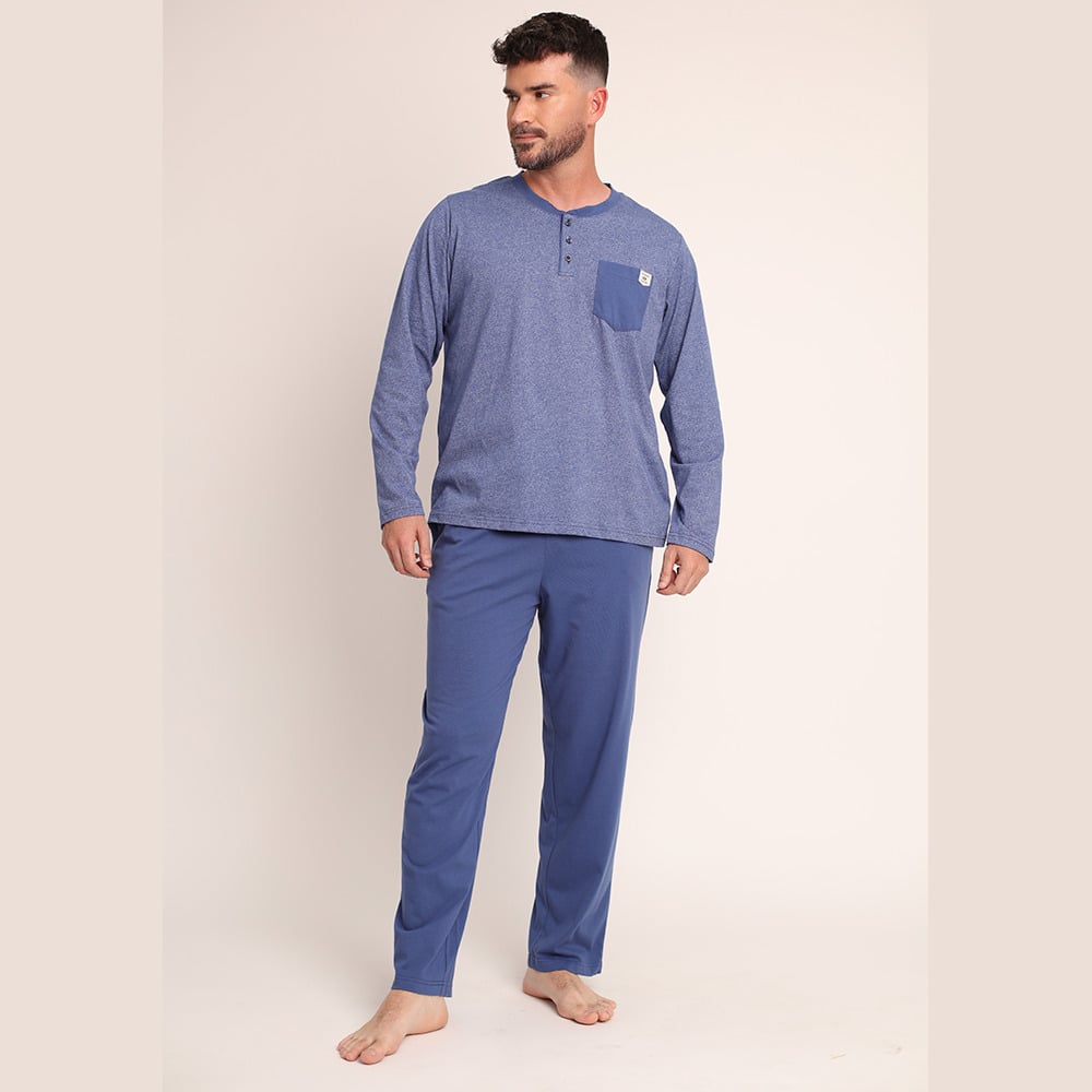 PIJAMA ALGODON LISO TELA MELANGE ABOTONADO 2612074 - 1