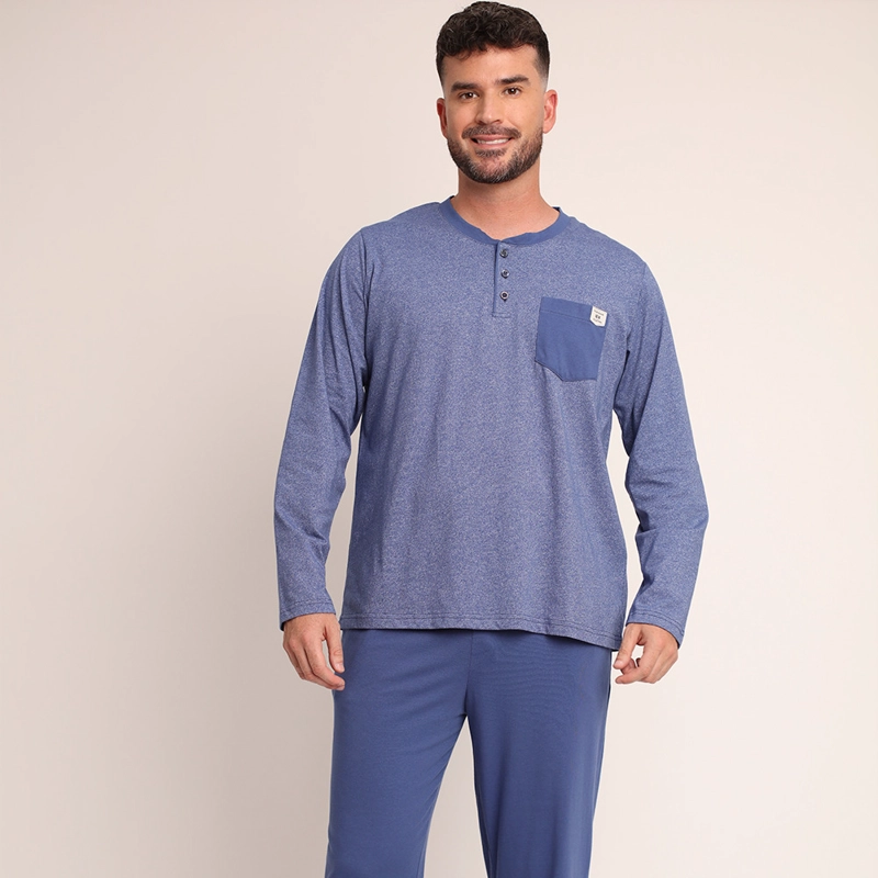 PIJAMA ALGODON LISO TELA MELANGE ABOTONADO 2612074 - 2