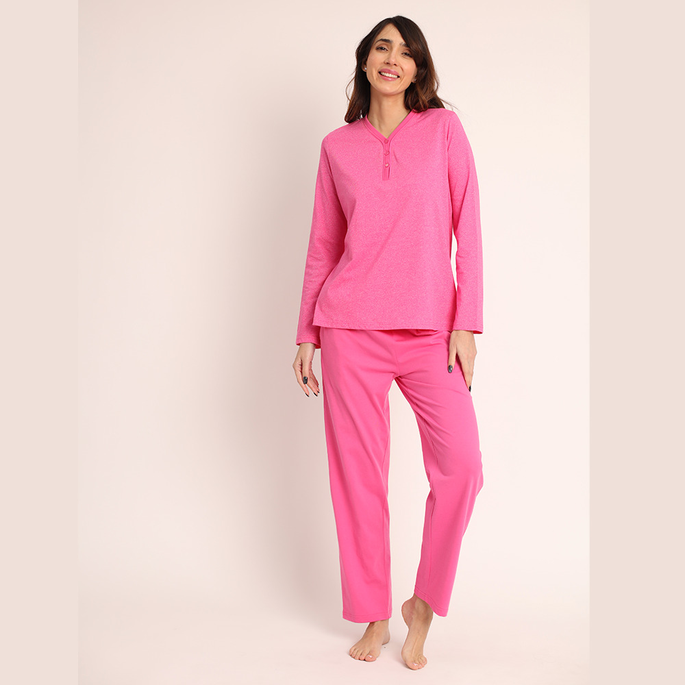 PIJAMA ALGODON LISO TELA MELANGE ABOTONADO 261516 - 1