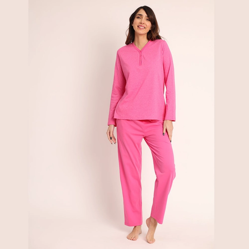 PIJAMA ALGODON LISO TELA MELANGE ABOTONADO 261516 - 1