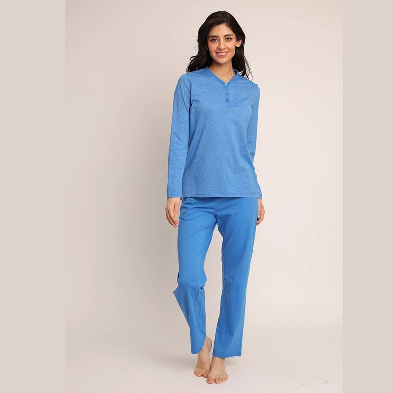 PIJAMA ALGODON LISO TELA MELANGE ABOTONADO 261516 - 1
