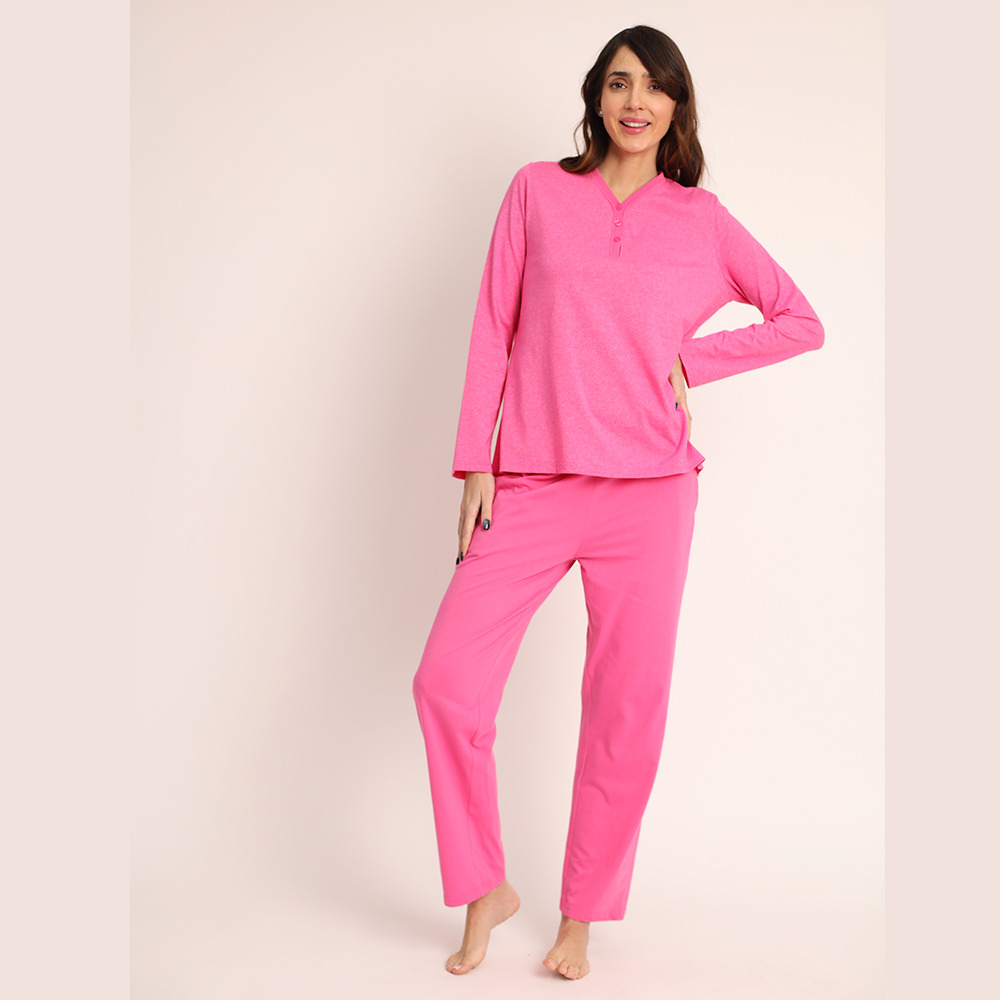 PIJAMA ALGODON LISO TELA MELANGE ABOTONADO 261516 - 2