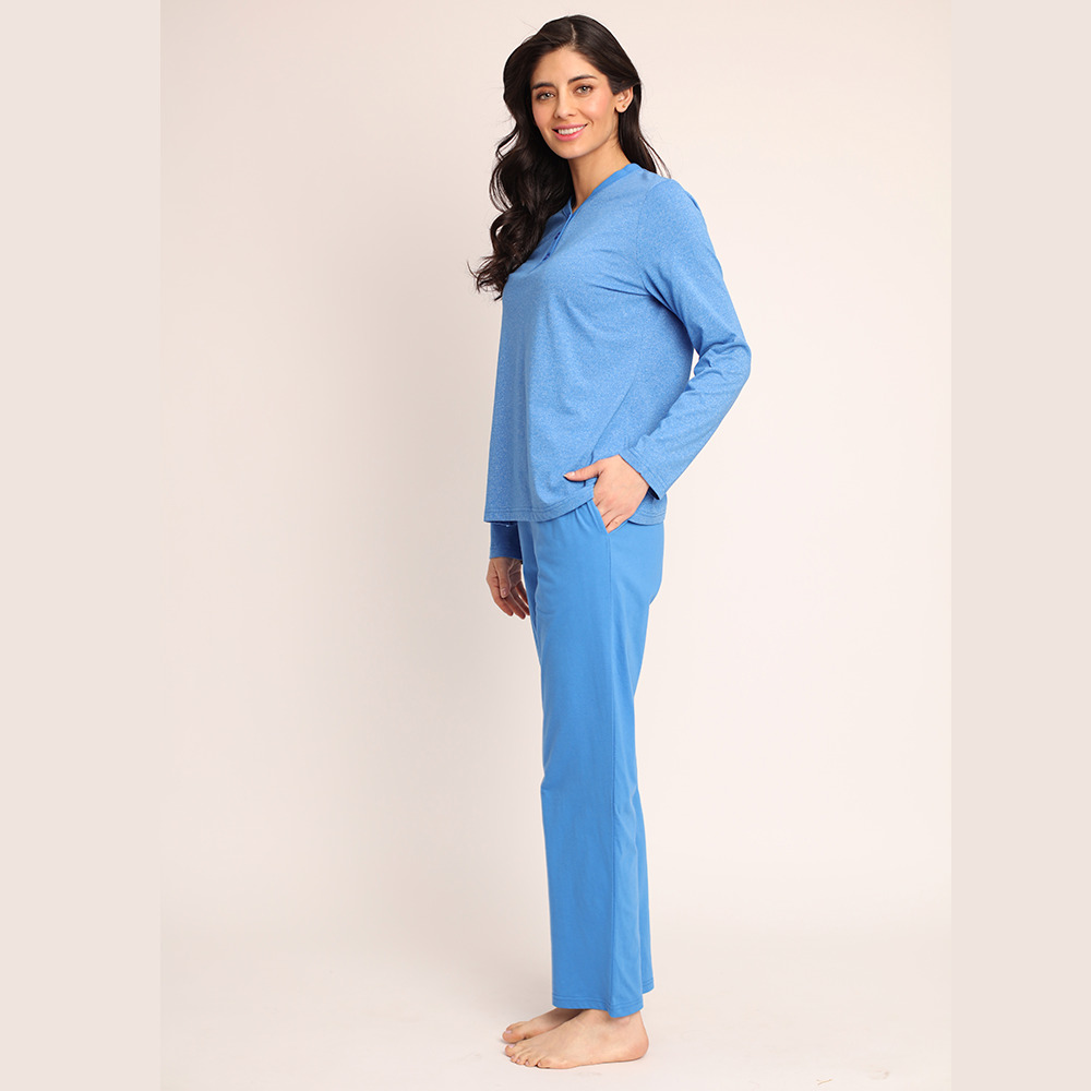 PIJAMA ALGODON LISO TELA MELANGE ABOTONADO 261516 - 2