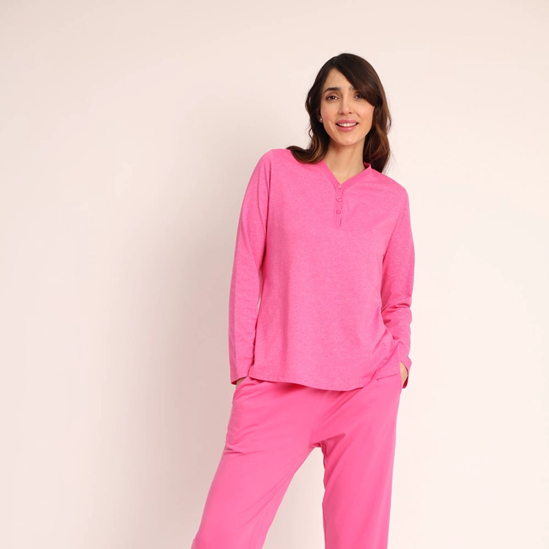 PIJAMA ALGODON LISO TELA MELANGE ABOTONADO 261516 - 3