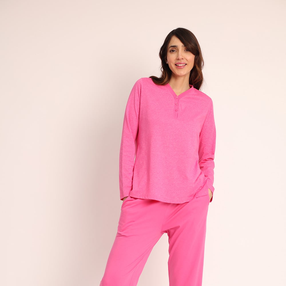 PIJAMA ALGODON LISO TELA MELANGE ABOTONADO 261516 - 3