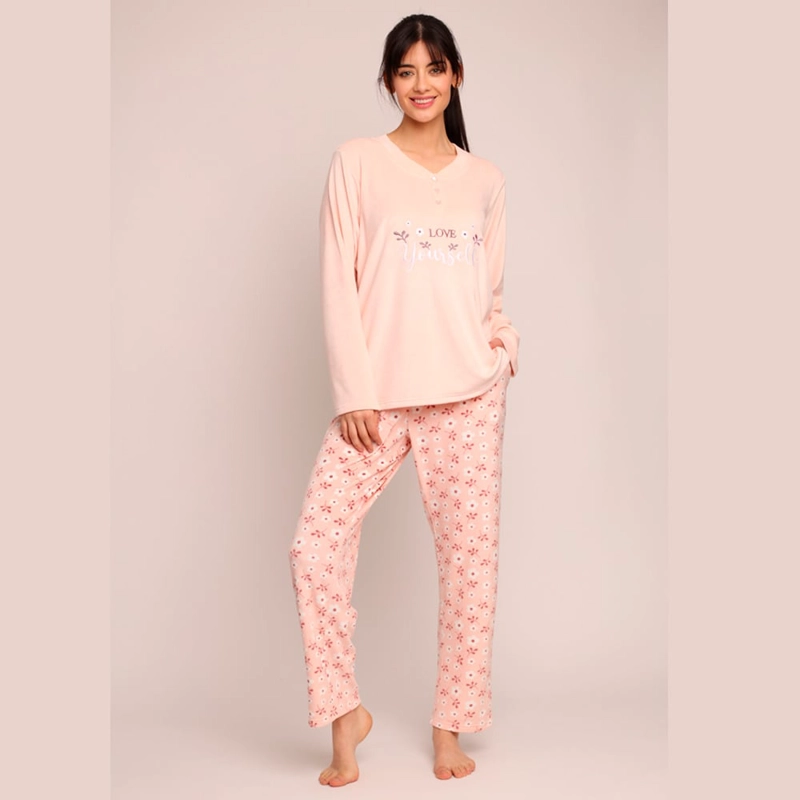 PIJAMA CRYSTAL VELVET BORDADO Y BOTONES 261559 - 1
