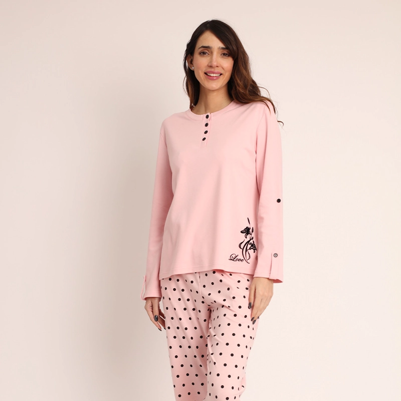 PIJAMA ALGODON ESTAMPADO DE LUNARES, ABOTONADO 261506 - 3