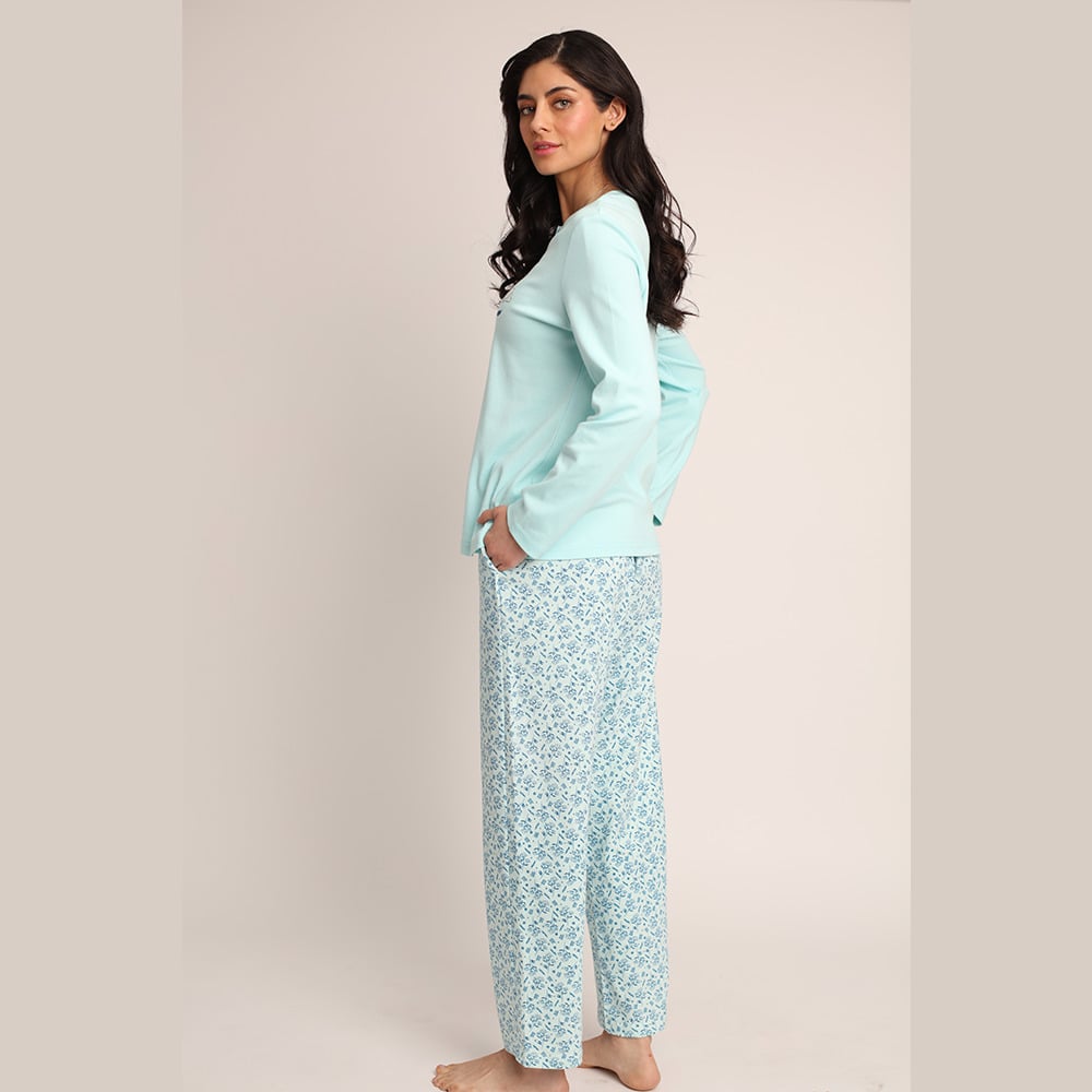 PIJAMA ALGODON ESTAMPADO DE RAMITA ABOTONADO 261504TE - 2
