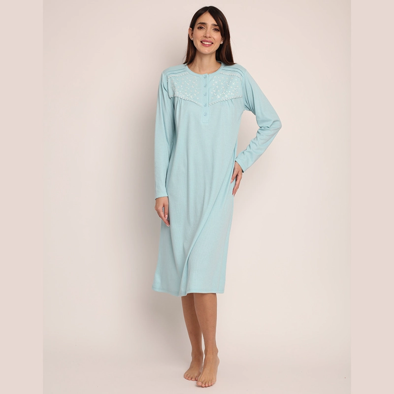 CAMISA ALGODON ACANALADO CON BORDADO 261123 - 1