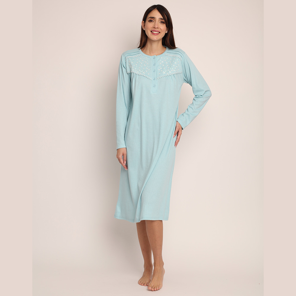 CAMISA ALGODON ACANALADO CON BORDADO 261123 - 1