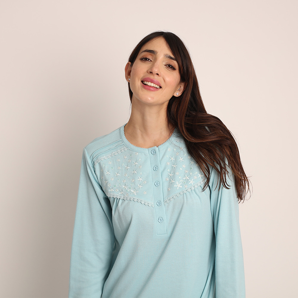 CAMISA ALGODON ACANALADO CON BORDADO 261123 - 3