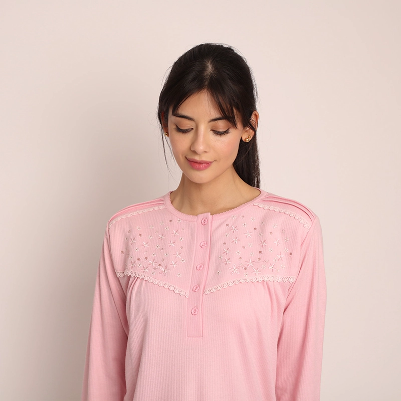 CAMISA ALGODON ACANALADO CON BORDADO 261123 - 3