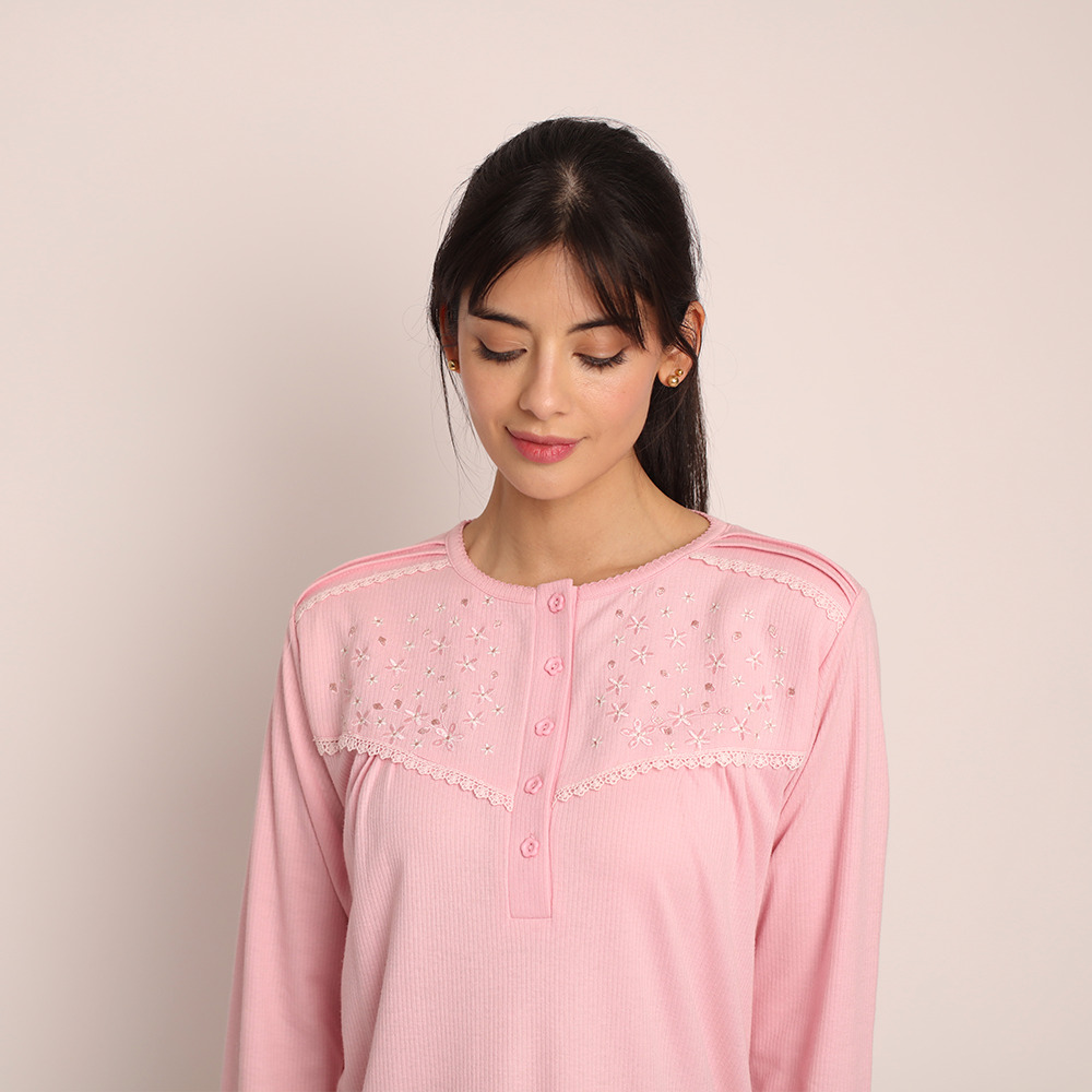 CAMISA ALGODON ACANALADO CON BORDADO 261123 - 3