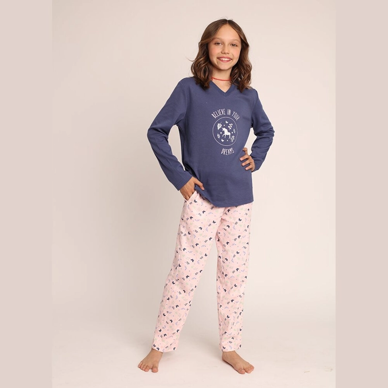 PIJAMA ALGODON ESTAMPADO UNICORNIO 261605G - 1