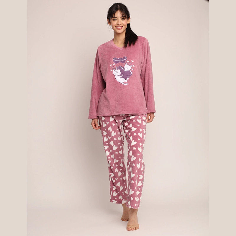 PIJAMA CORALFLEECE BORDADO CORAZONES 261550 - 1