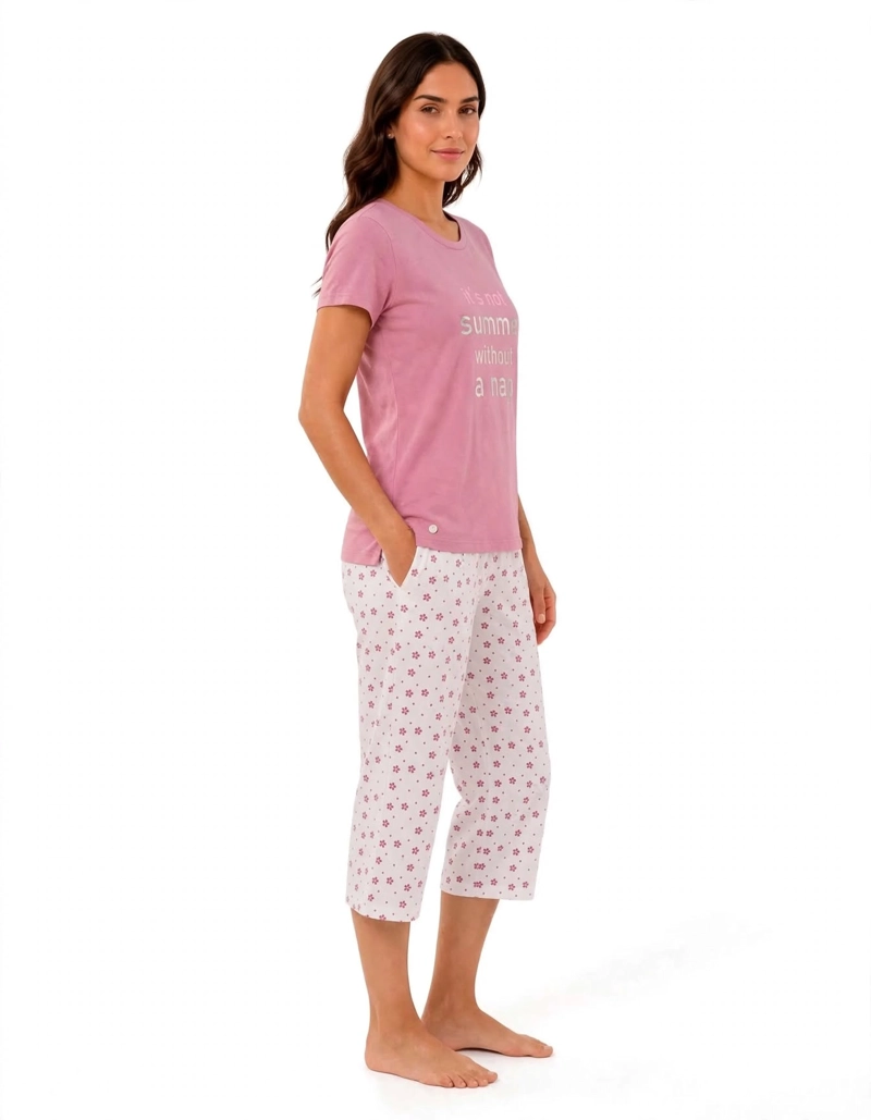 PIJAMA ALGODON POLERA ESTAMPADO 'YOU ARE STAR' Y CAPRI ESTAMPADO 'FLORCITAS' 292594 - 1