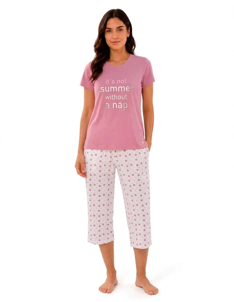 PIJAMA ALGODON POLERA ESTAMPADO 'YOU ARE STAR' Y CAPRI ESTAMPADO 'FLORCITAS' 292594 - 2