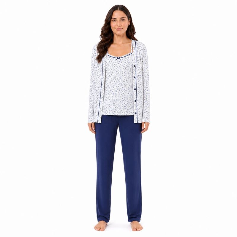 PIJAMA ALGODON POLERA ESTAMPADA HOJITAS CON 3 PIEZAS 262583 - 2