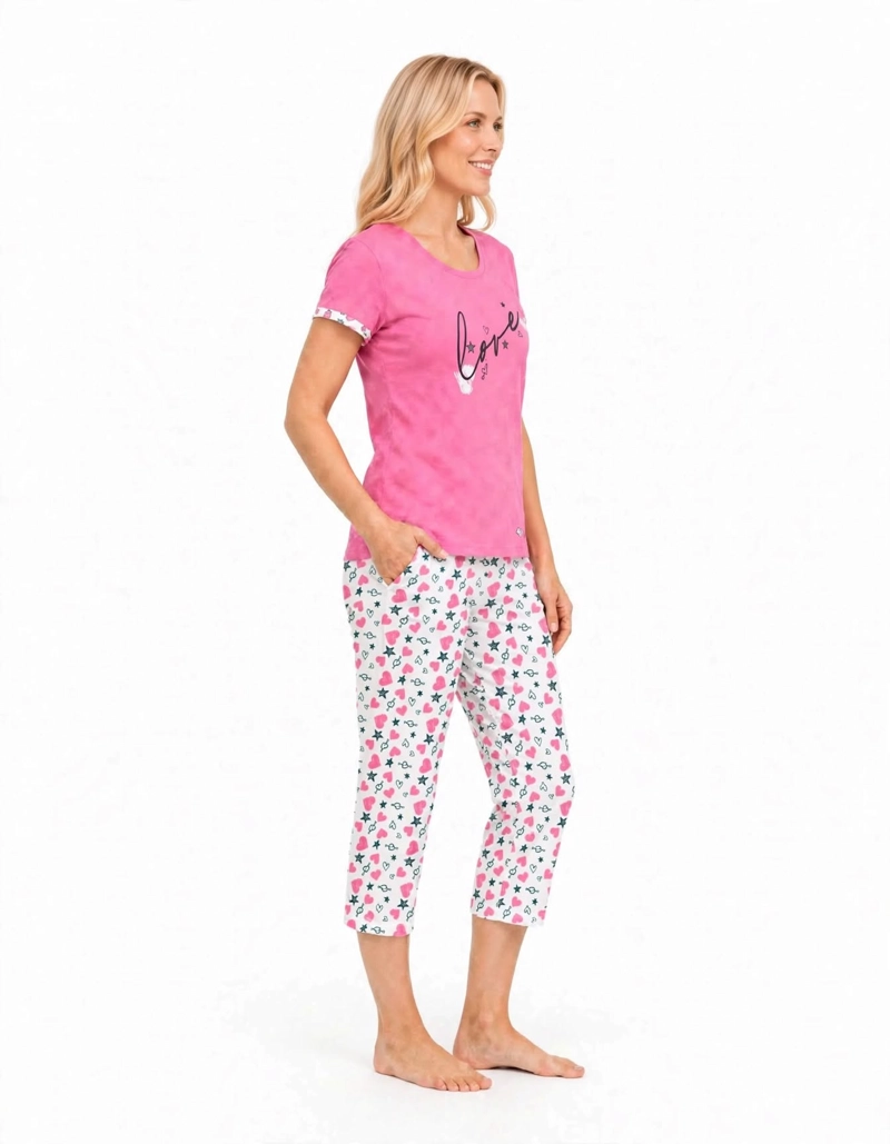 PIJAMA ALGODON POLERA ESTAMPADO 'LOVE' Y CAPRI ESTAMADO 'CORAZONES' 262591 - 2