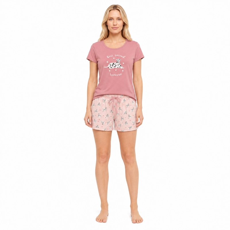 PIJAMA ALGODON POLERA Y SHORT ESTAMPADO DALMATAS 262523 - 1