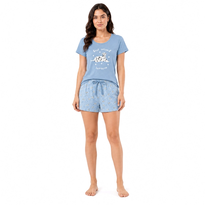 PIJAMA ALGODON POLERA Y SHORT ESTAMPADO DALMATAS 262523 - 1