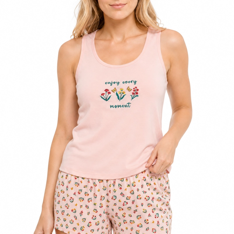 PIJAMA ALGODON POLERA ESTAMPADA SIN MANGA Y SHORT ESTAMPADO 262520 - 3