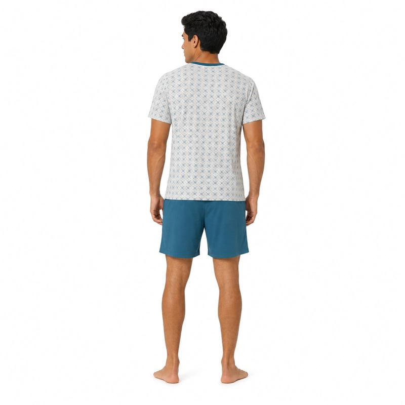 PIJAMA ALGODON POLERA CON BOTONES ESTAMPADO Y SHORT LISO 2622083 - 4